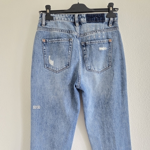 Ksubi Nine O Trashed Lifetime Raw Hem  Slim Fit Jeans Blue Denim size 26 - Picture 6 of 16
